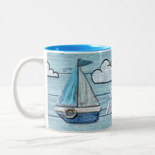 Diseño Driftwood Beach Yacht 2 tonalidades tazas d (Izquierda)
