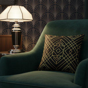 Diseño elegante Art Deco dorado arrojar almohada