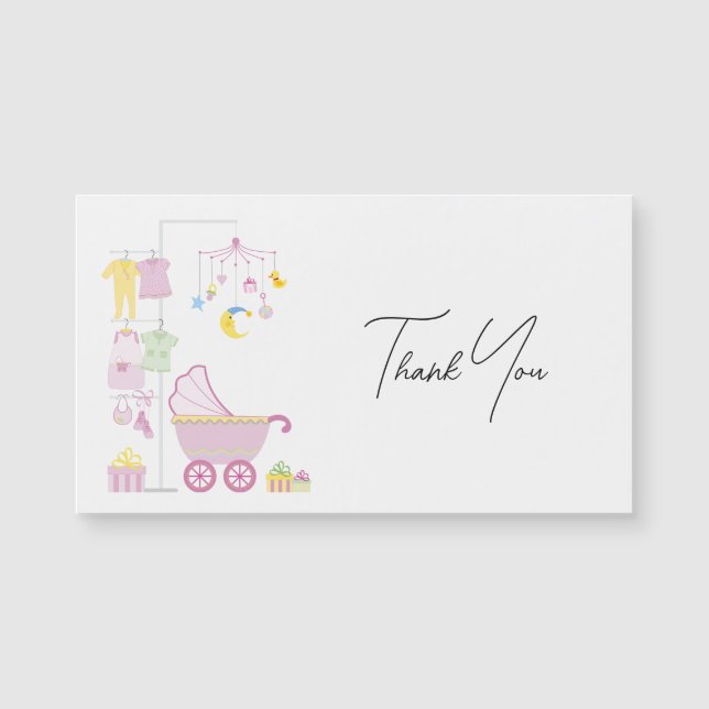 Diseño elegante de bebé rosa Girly Gracias (Anverso)