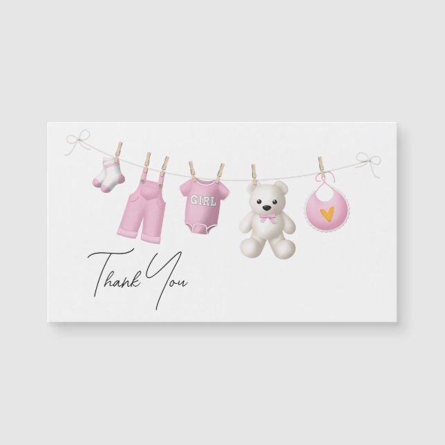 Diseño elegante de bebé rosa Girly Gracias (Anverso)
