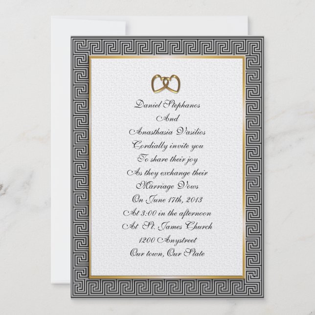 Diseño elegante de clave de la invitación a bodas  (Anverso)