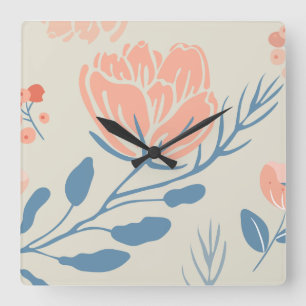 Diseño elegante de flores en reloj de pared