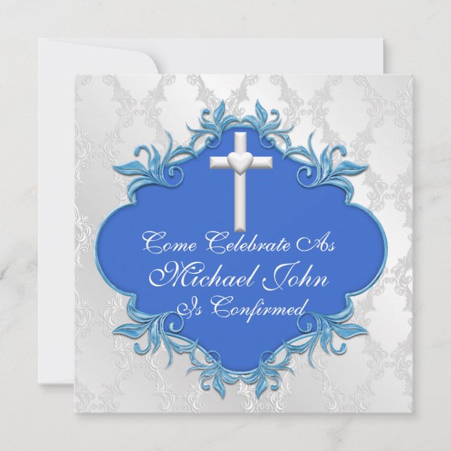 Diseño elegante de las invitaciones AZULES de la (Anverso)