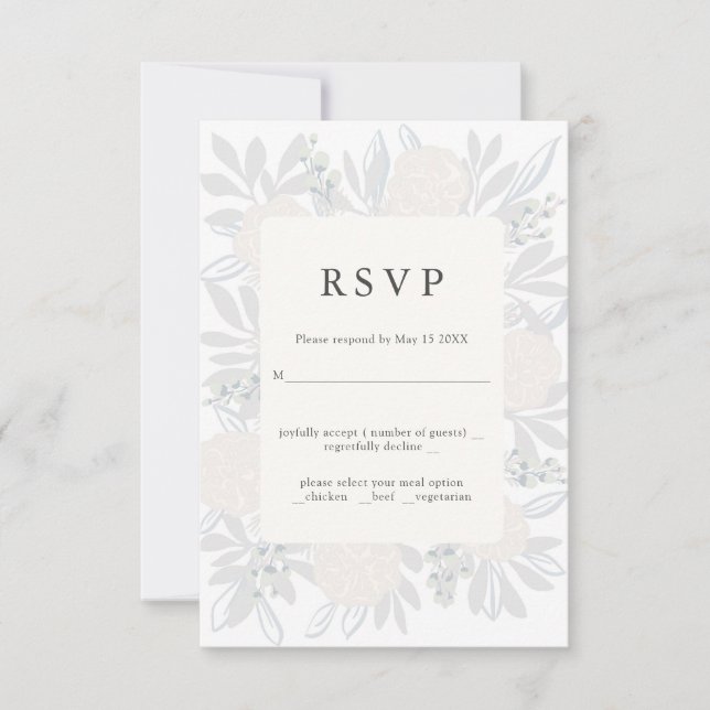Diseño elegante de RSVP para boda en rincón de flo (Anverso)