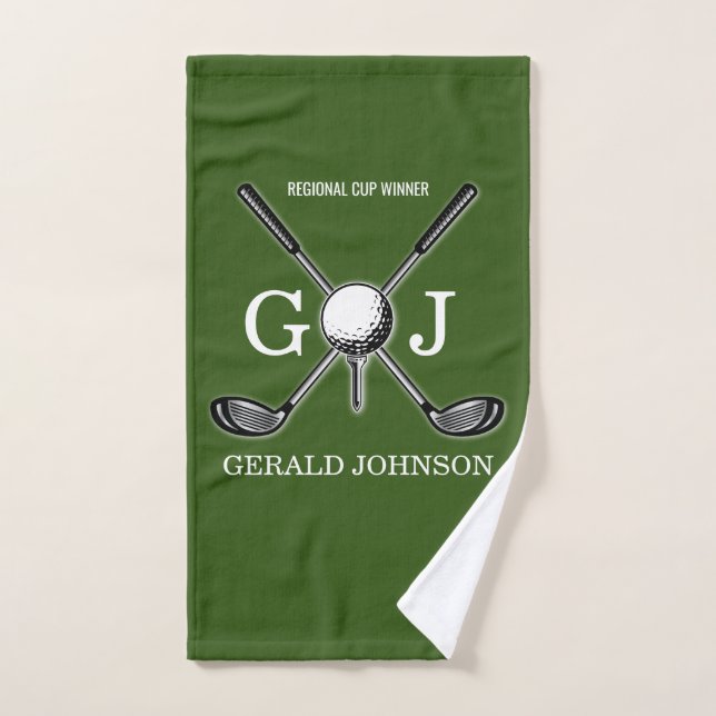 Diseño elegante del Monograma de Golf del Personal (Toalla de mano)