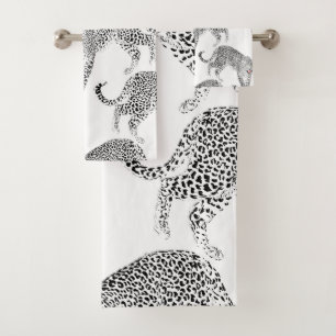 Diseño elegante en blanco de leopardo negro y ros