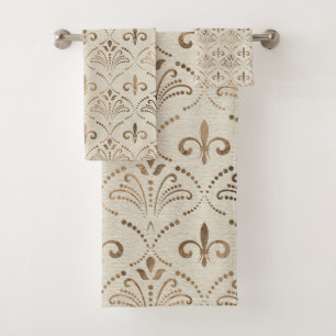 Diseño elegante Fleur-de-lis - dorado pastel