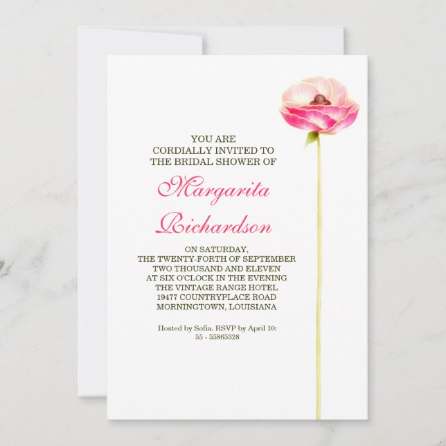 diseño elegante y bellas invitaciones a la ducha d (Anverso)