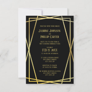 Diseño en negro de medio modo - Invitación a Boda/