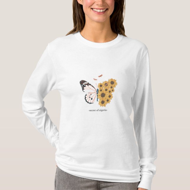 Diseño exclusivo de mariposa con camiseta personal (Anverso)