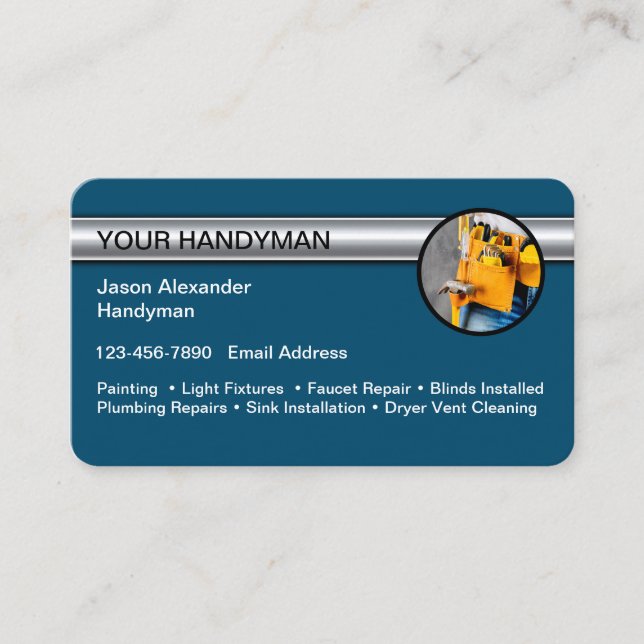 Diseño exclusivo de tarjetas de visita Handyman (Anverso)