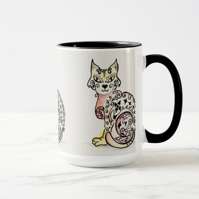 Diseño felino brillante en una taza (Derecha)