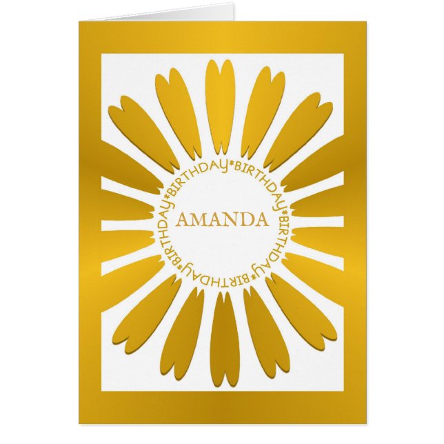 Diseño Feliz Cumpleaños de Flores de Oro (Frente)