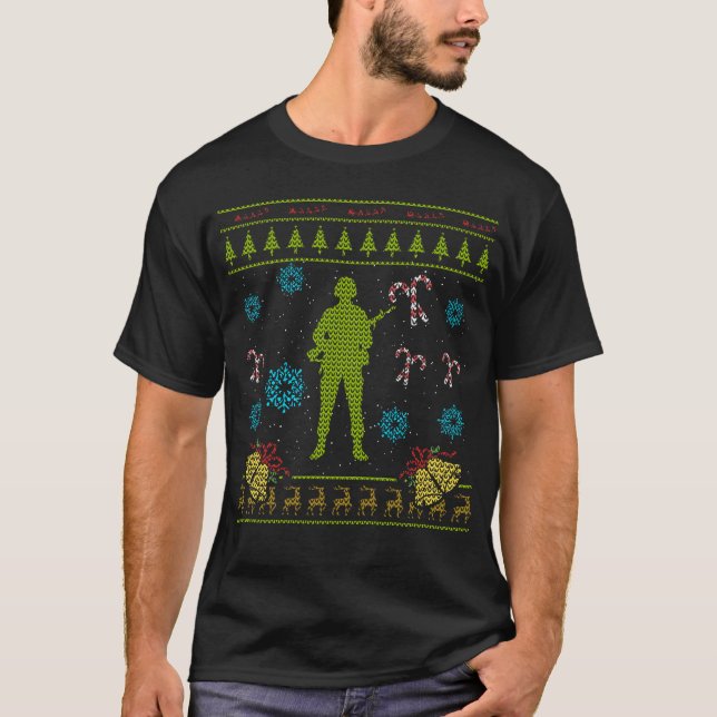 Diseño feo del suéter del navidad militar del (Anverso)