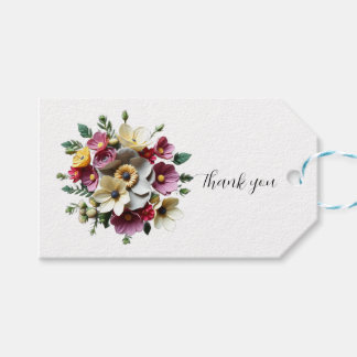 Diseño floral 3D Etiqueta de agradecimiento