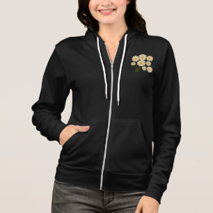 Diseño floral blanco sudadera con capucha para muj