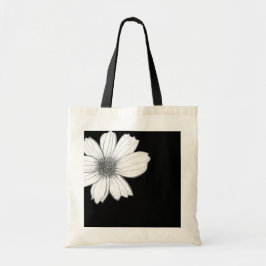 Diseño floral Bolsa de Tote en blanco y negro