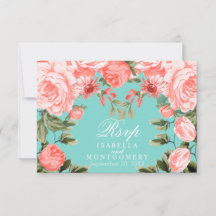 Diseño Floral Coral y Turquesa Bonito - RSVP