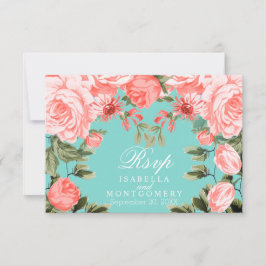 Diseño Floral Coral y Turquesa Bonito - RSVP