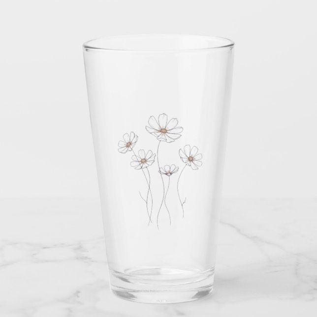 diseño floral cosmos - Línea Fina Minimalista  (Anverso)