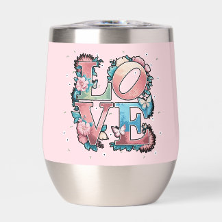 Diseño Floral de AMOR con Mariposas Botella de Agu