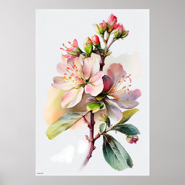 Diseño floral de IA manzana flor estilo de arte vi (Frente)