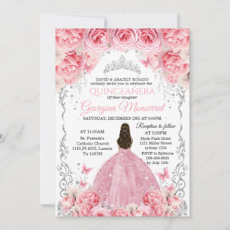 Diseño floral de invitaciones de Quinceañera de pl