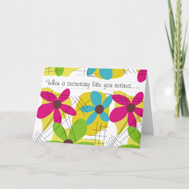Diseño floral de la tarjeta de jubilación del secr (Anverso)
