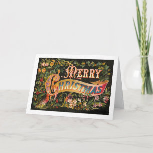 Diseño floral de las Felices Navidad del vintage