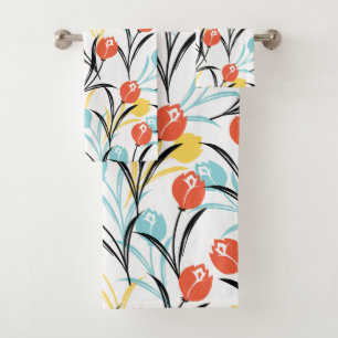 Diseño floral de patrón vibrante de tulipán en bla