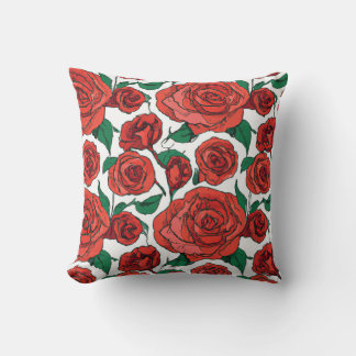 Diseño floral de rosa roja #1 Cojín decorativo