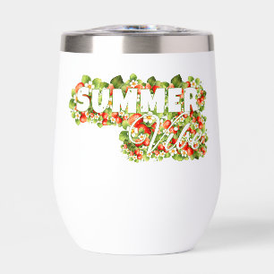 Diseño floral de vibe de verano - fresa y flores