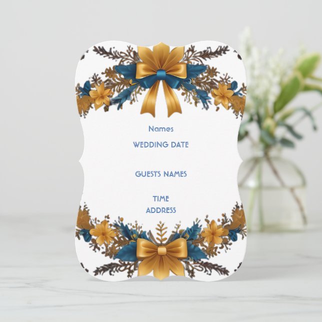 Diseño floral elegante de invitación a la boda (Anverso de pie)