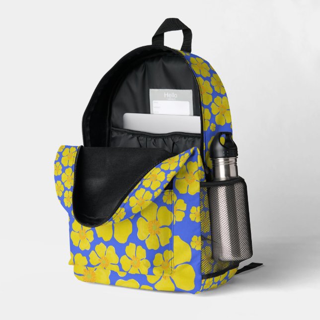 Diseño floral en mochila (Esquina trasera derecha (abierta))