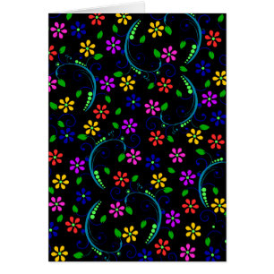 Diseño floral hermoso en fondo negro