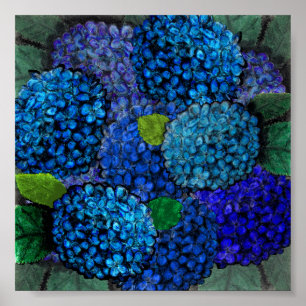 Diseño floral, impresión azul del Hydrangea