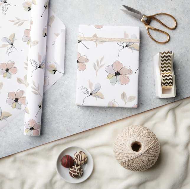 Diseño floral moderno Boho Papel de ajuste (Artesanía)