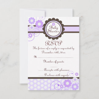 Diseño floral morado Baby Shower RSVP