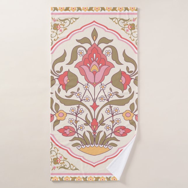 Diseño floral ornamentado de estilo oriental (Toalla de baño)