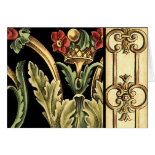 Diseño floral ornamental con fronteras negras