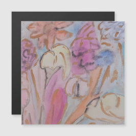 Diseño Floral Pastel Abstracto Tarjeta Magnética