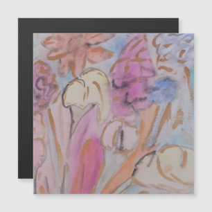Diseño Floral Pastel Abstracto Tarjeta Magnética