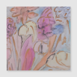 Diseño Floral Pastel Abstracto Tarjeta Magnética