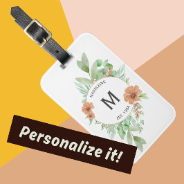 Diseño "Floral Peach" - Etiqueta de equipaje perso