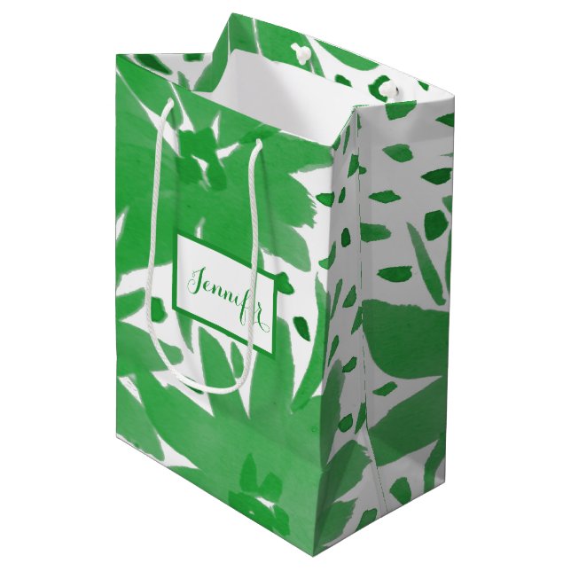 Diseño floral personalizado medio Bolsa de regalo  (Angulo Anverso)