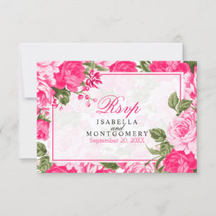 Diseño floral rosa caliente de bonito - RSVP