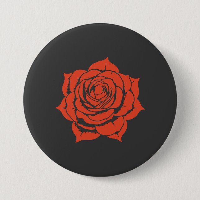 Diseño Floral Rosa Roja - Botón Grande (Anverso)