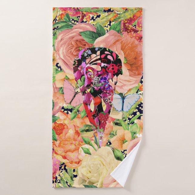 Diseño Floral Skull (Toalla de baño)