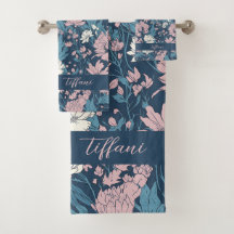 Diseño Floral Teal Rosa Polvoriento Editable Nombr