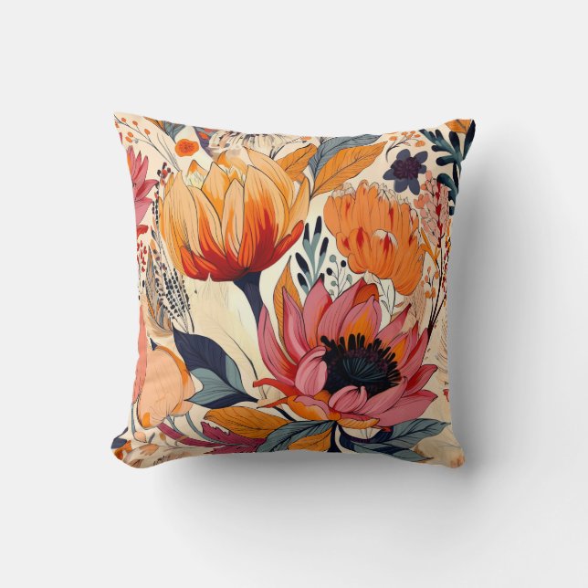 Diseño florístico moderno | Cojín decorativo de do (Anverso)